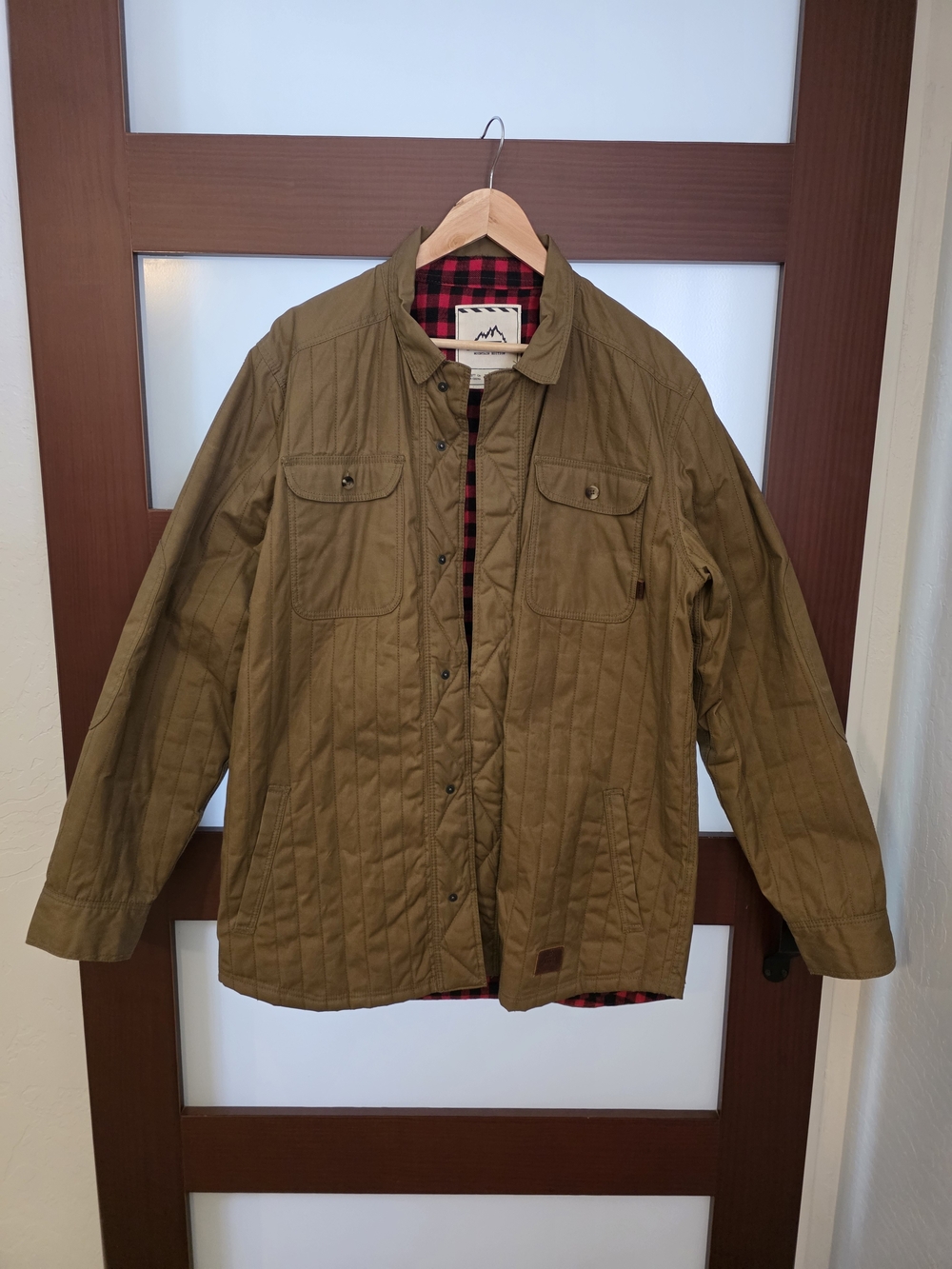 Vans Men's Quilted Brown Jacket with Red Plaid Lining